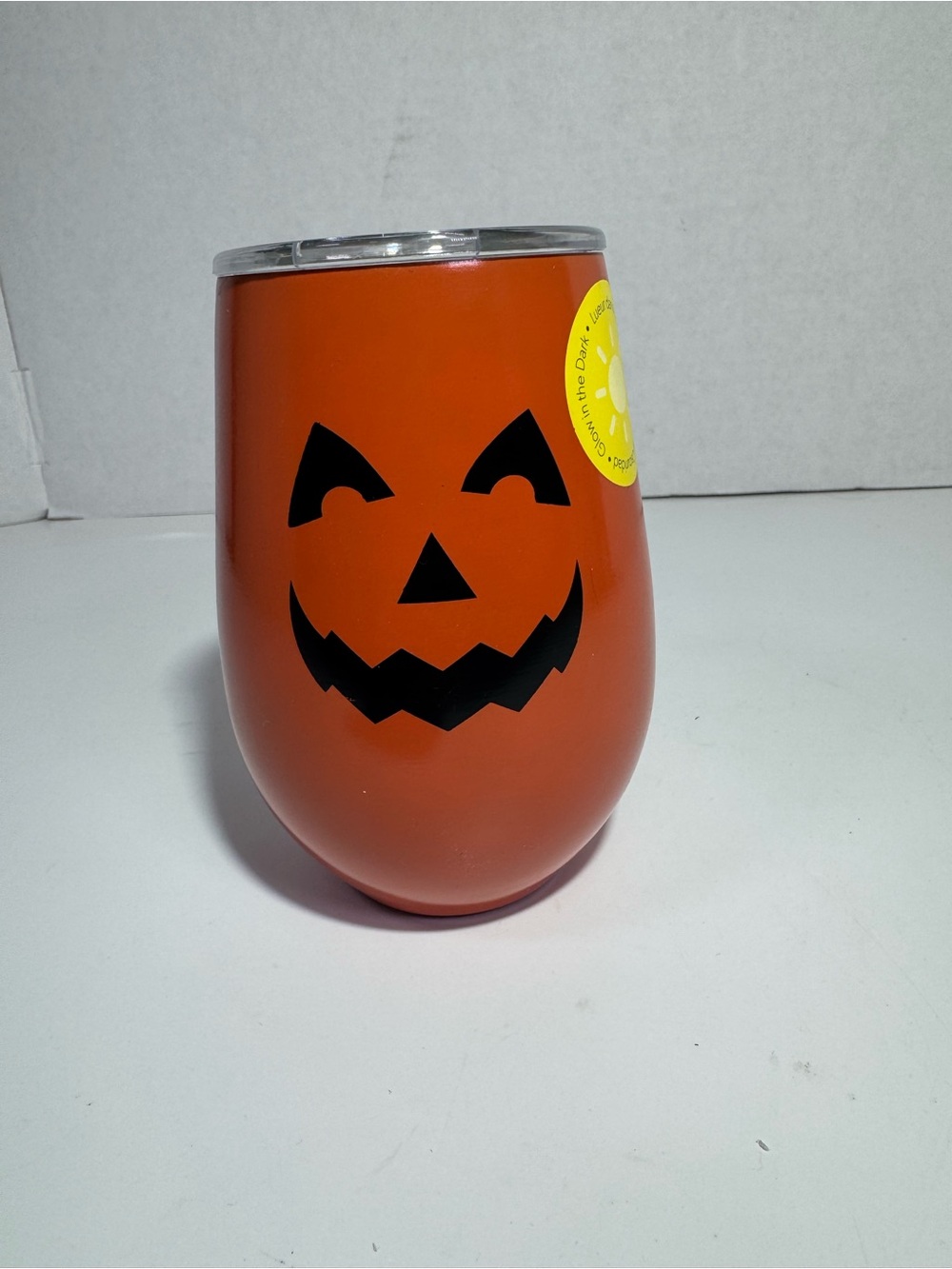Halloween Jack-O'-Lantern Stemless Wine Tumbler - Orange
